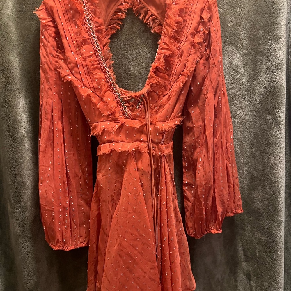 ASOS Vibrant Red Dress with Chain Accent